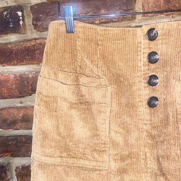 Altar'd State Brown Tan Corduroy Button-Fly Mini Skirt Women's Size Medium - Picture 3 of 6